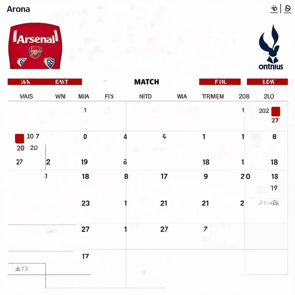 Lịch thi đấu Arsenal vs Tottenham