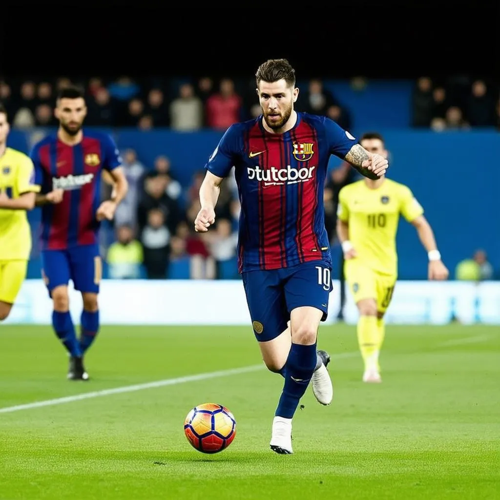 Pha bóng xử lý kỹ thuật của Messi trong trận Levante vs Barca