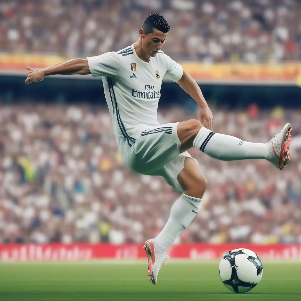 Hình ảnh Ronaldo thực hiện kỹ thuật đi bóng trong video 442oons