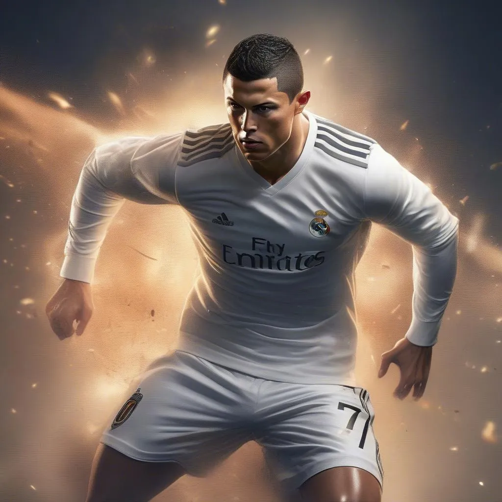 Hình ảnh Ronaldo 3D thể hiện sức mạnh bùng nổ trên sân cỏ