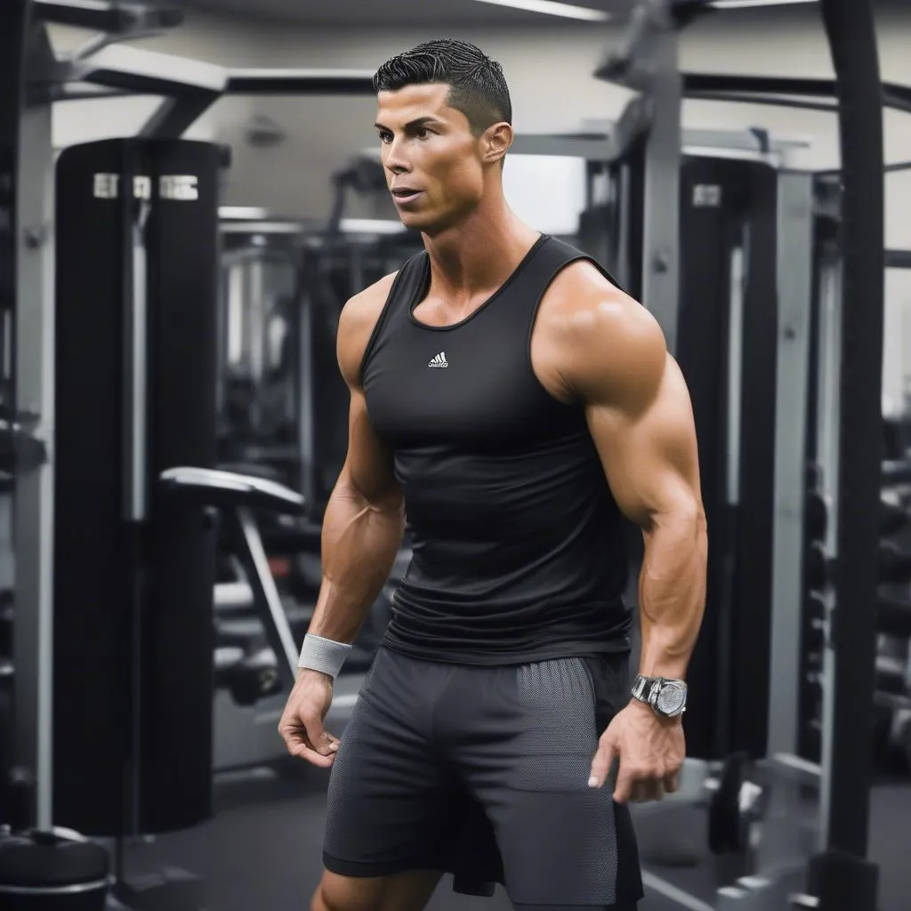 Ronaldo với thân hình sáu múi săn chắc trong phòng tập gym