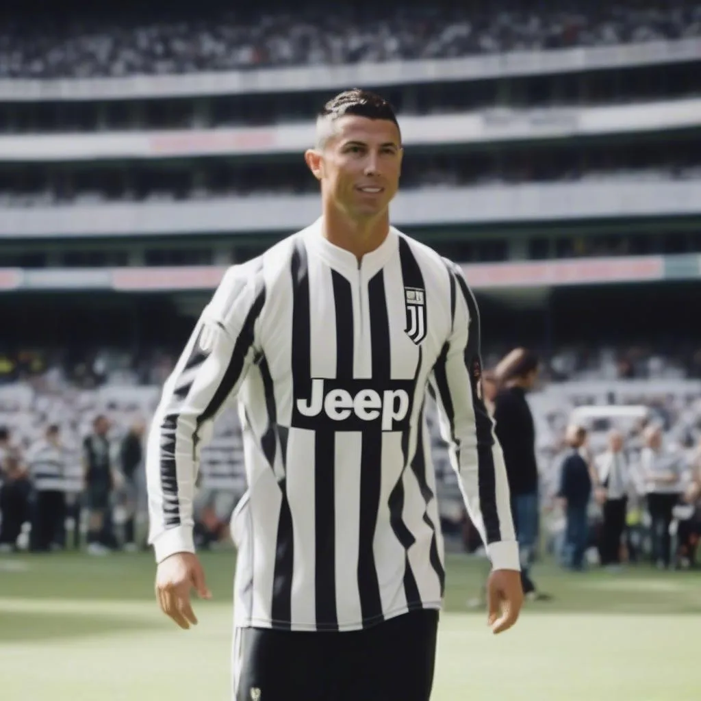 Ronaldo trong chiếc áo đấu của Juventus