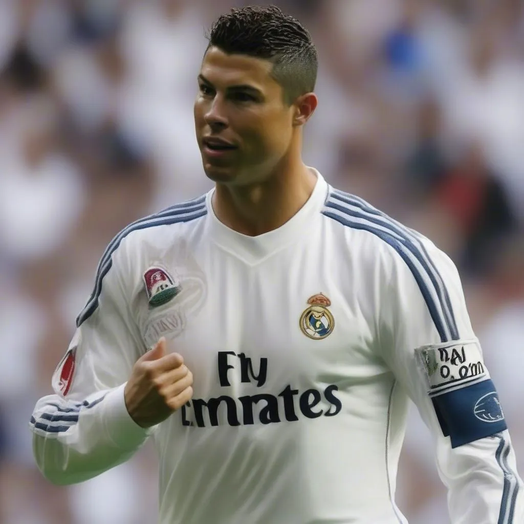 Ronaldo trong chiếc áo đấu của Real Madrid