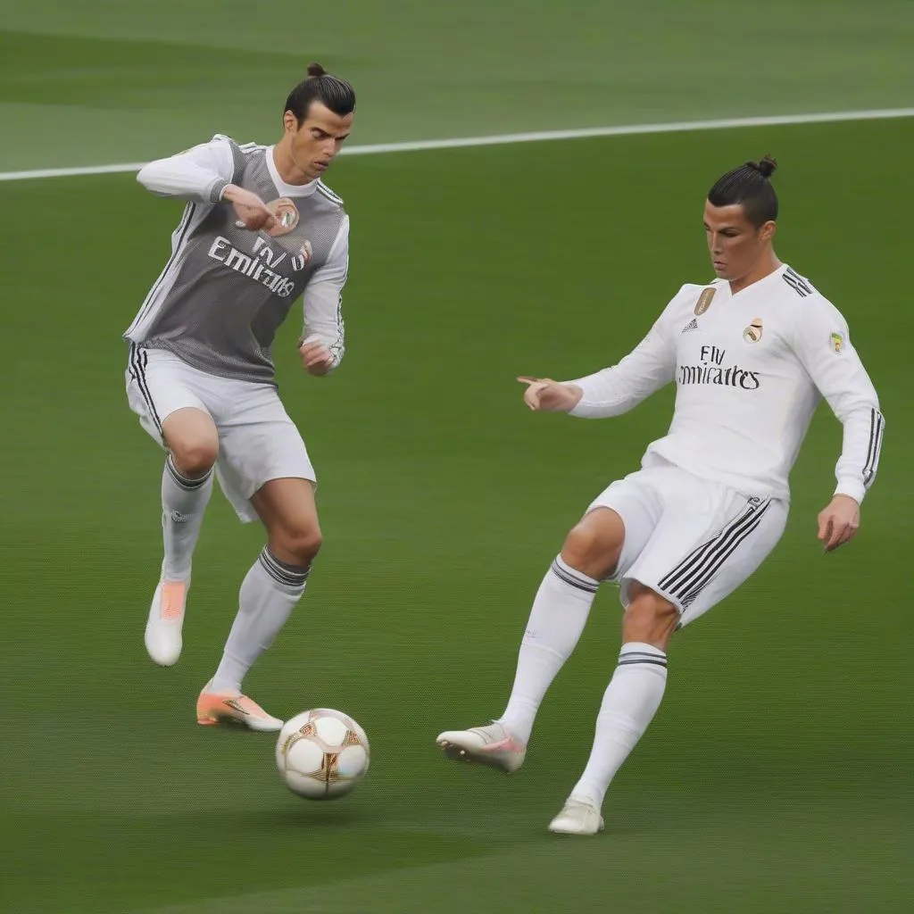 Gareth Bale and Cristiano Ronaldo play a football match together