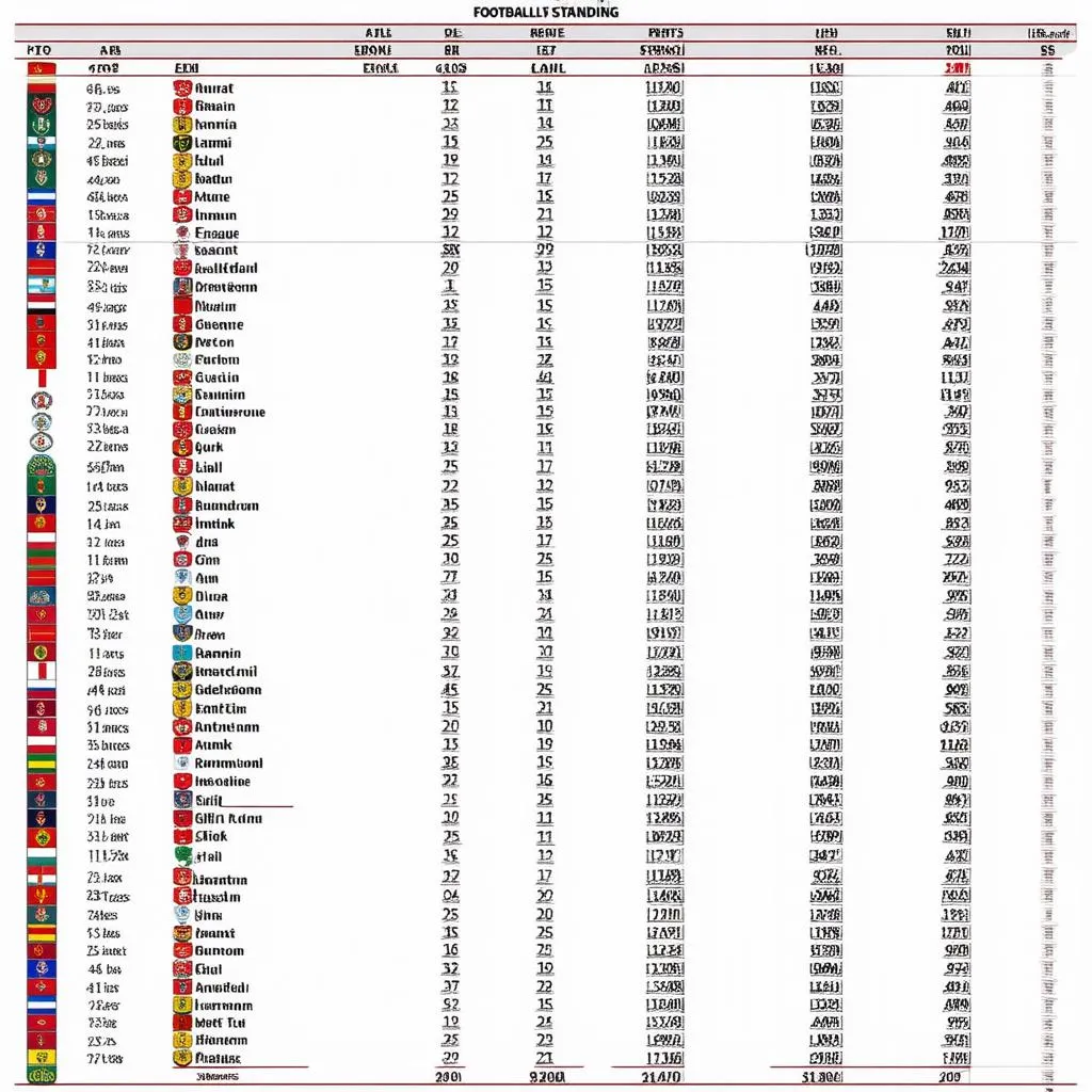 Bảng xếp hạng bóng đá