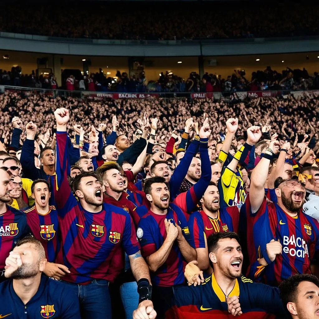 Cổ động viên Barca hò reo