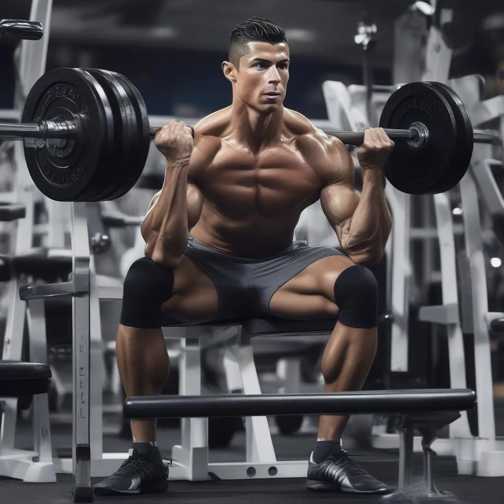 Cristiano Ronaldo tập luyện với các bài tập gym tại Real Madrid