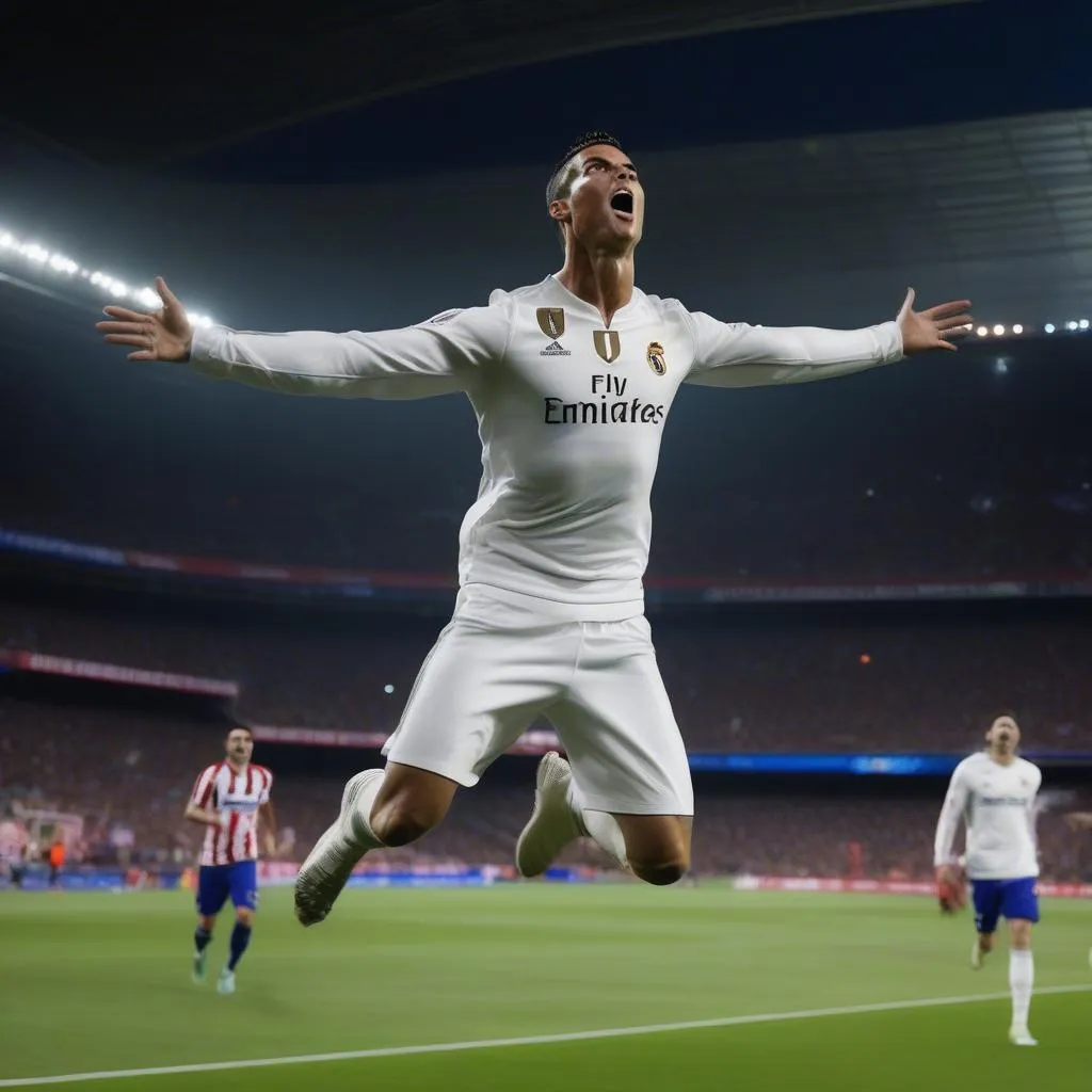 C.Ronaldo ăn mừng bàn thắng vào lưới Atletico