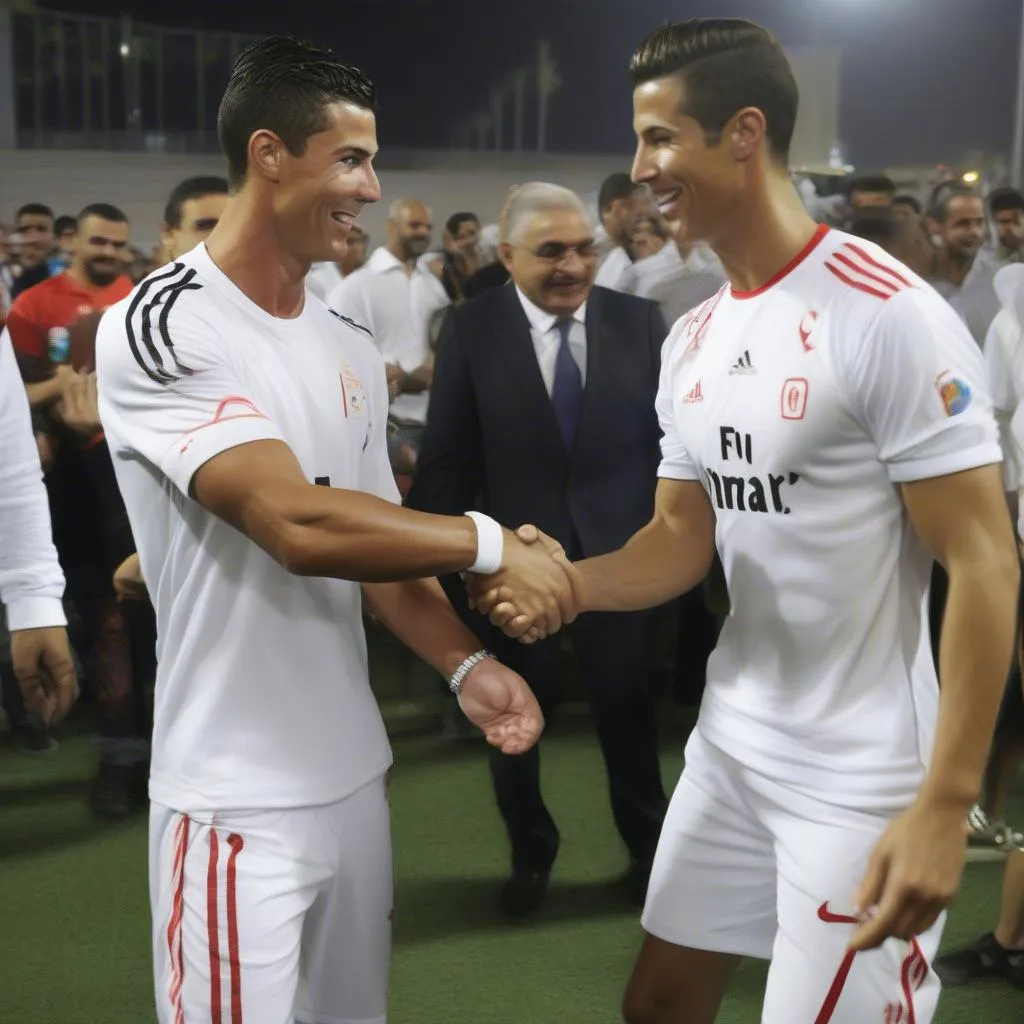 C.Ronaldo gặp Issam Chawali trong sự kiện từ thiện tại Dubai năm 2013