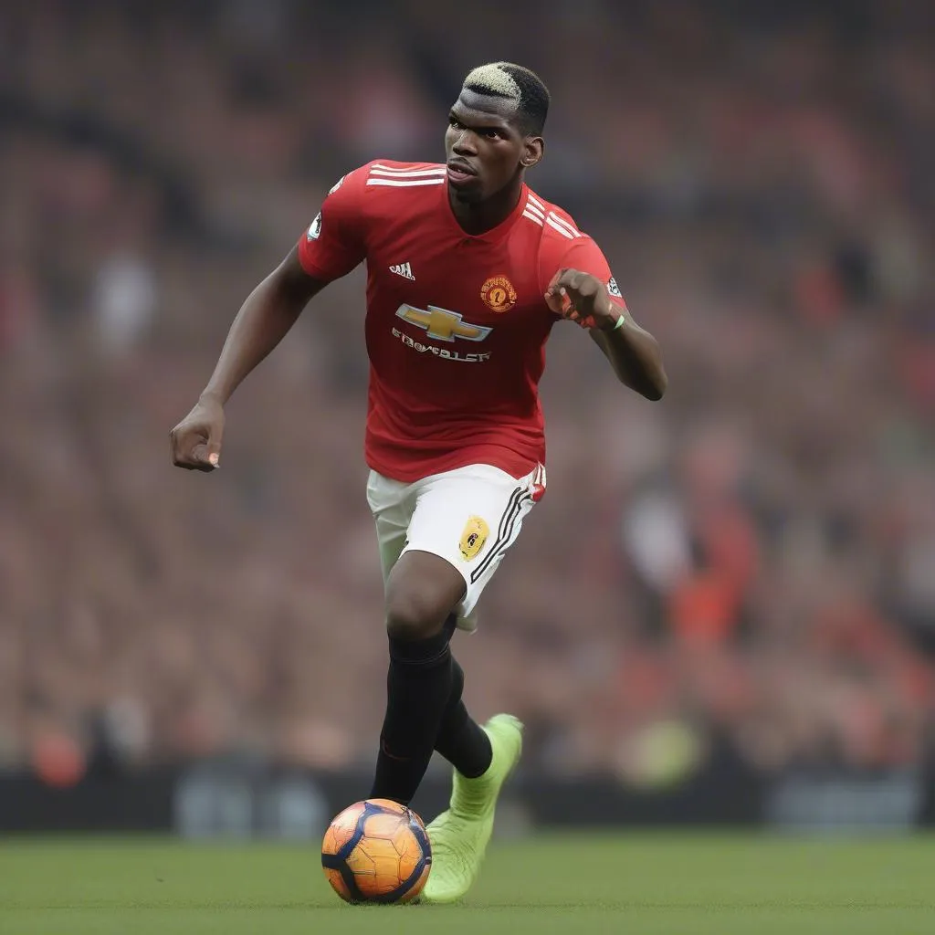 Hình ảnh Pogba thi đấu với phong cách mạnh mẽ, đầy cá tính