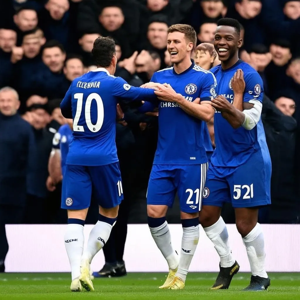 Các cầu thủ Tottenham và Chelsea thi đấu với tinh thần quyết tâm cao