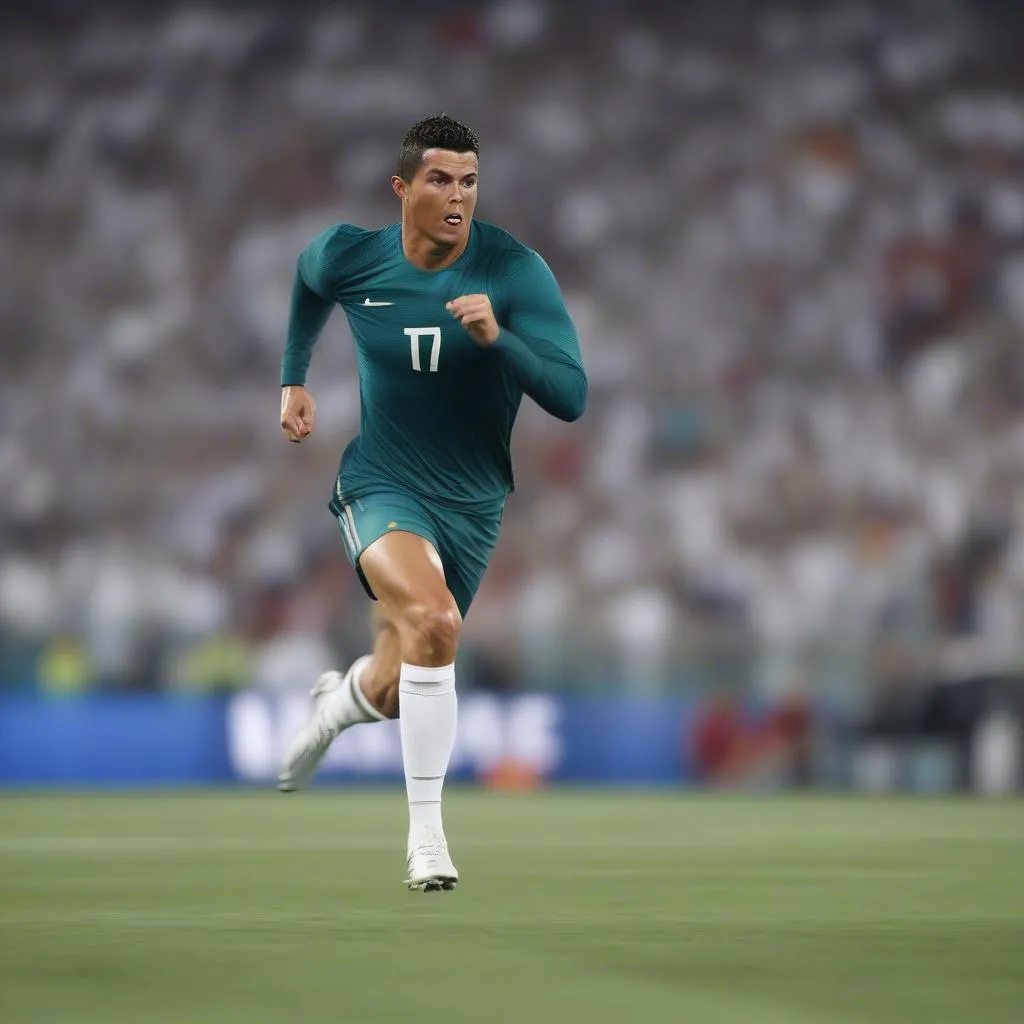 Ronaldo's legs as he sprints down the field, showcasing his remarkable speed and power