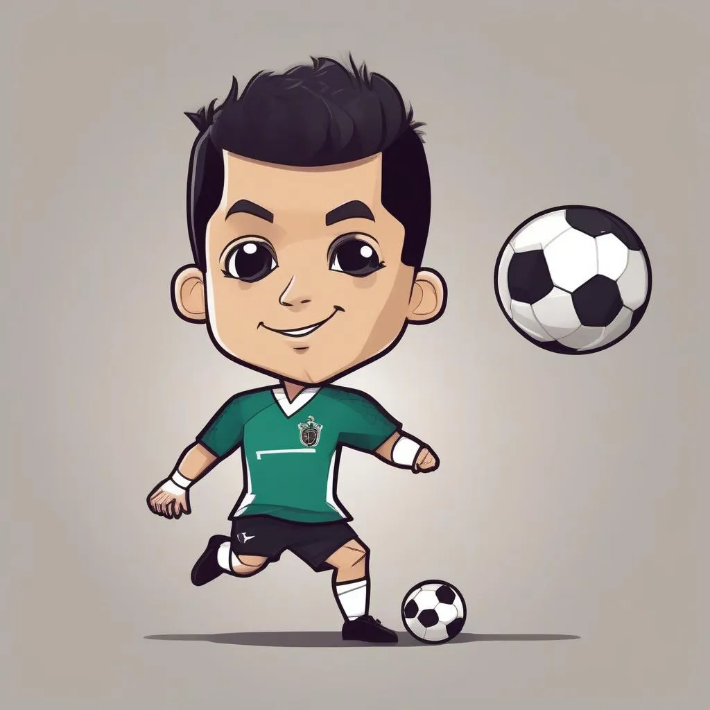 Hình ảnh chibi Cristiano Ronaldo vector đáng yêu, thể hiện sự ngộ nghĩnh, đáng yêu và cá tính của siêu sao bóng đá