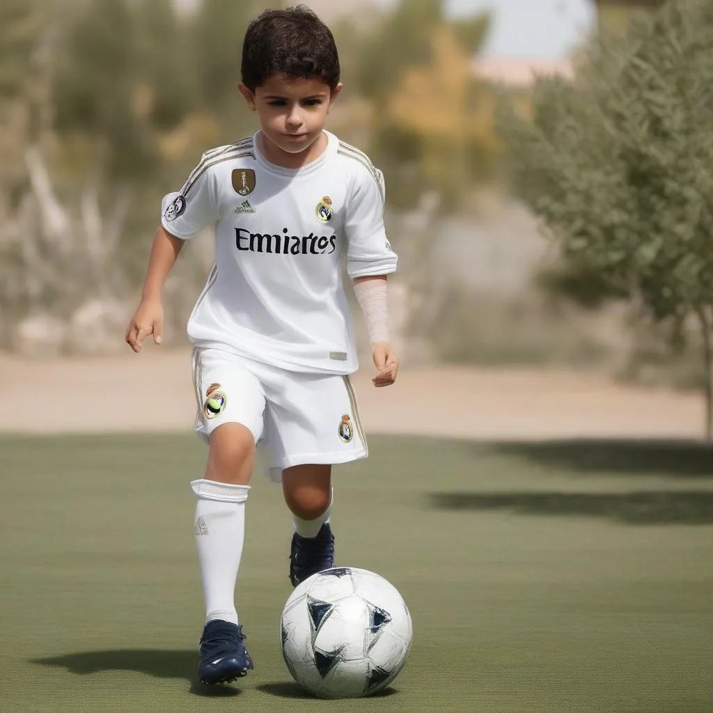 Hình ảnh con trai Ronaldo - Cristiano Jr trong trang phục của Real Madrid