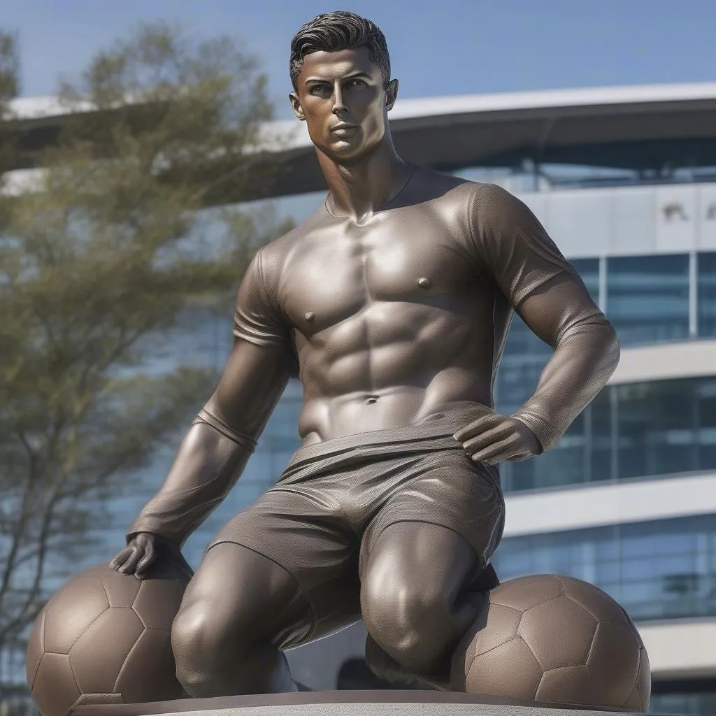 Bức tượng Cristiano Ronaldo là biểu tượng của niềm tự hào và sự vĩ đại của làng bóng đá thế giới