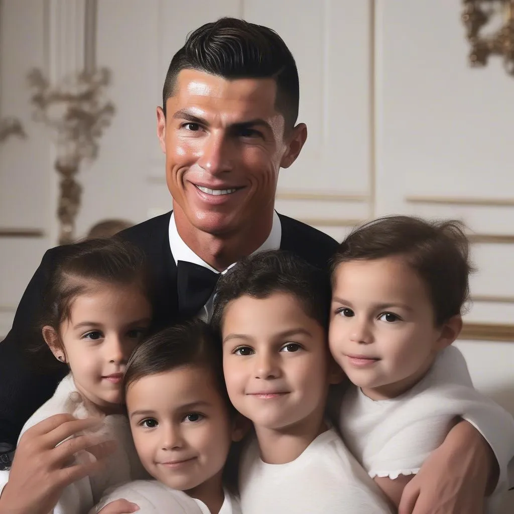 Hình ảnh gia đình Cristiano Ronaldo với các con