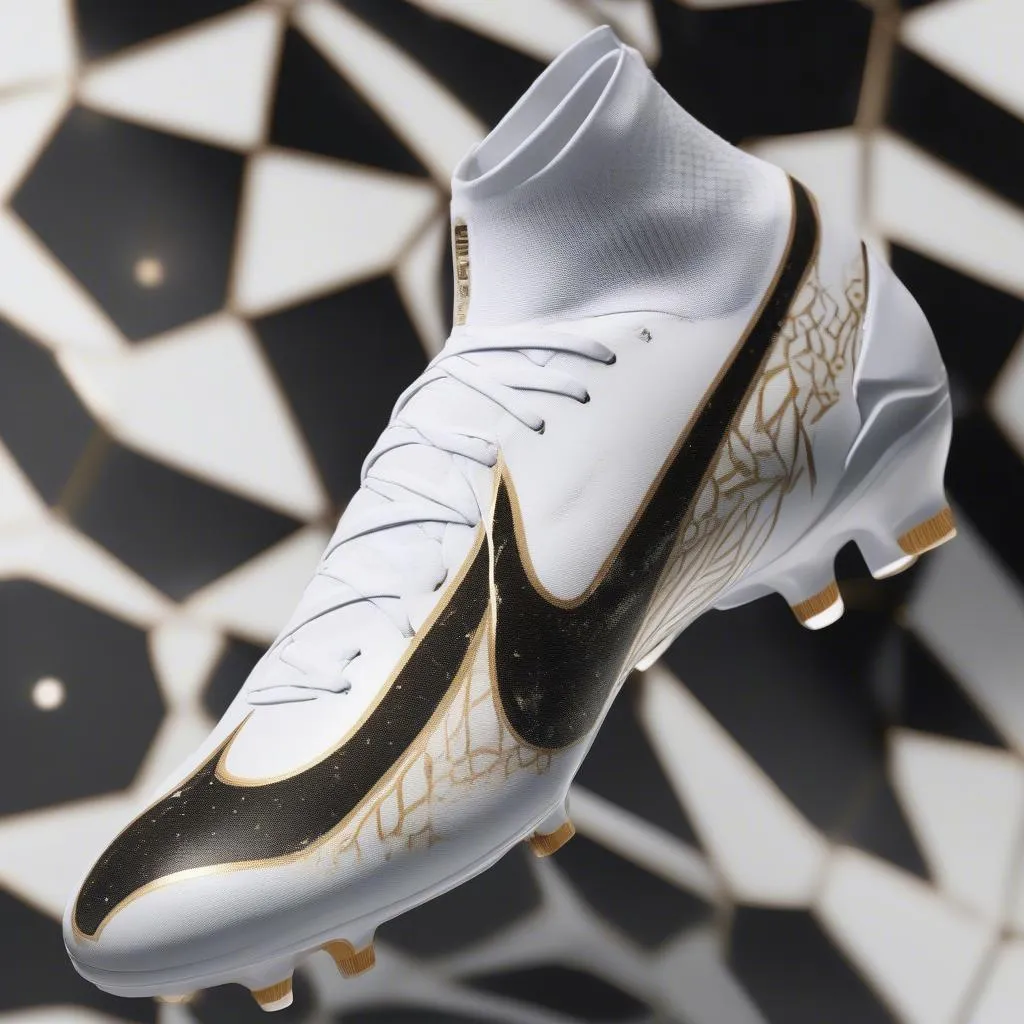 Cristiano Ronaldo Galaxy Boots Nike Mercurial Superfly 8 Elite FG Black White Metallic Gold Close Up