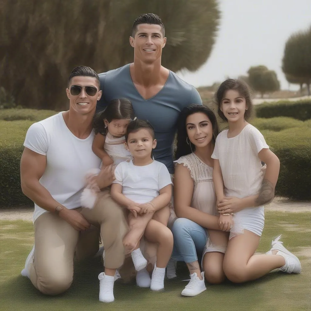 Cristiano Ronaldo và gia đình hạnh phúc