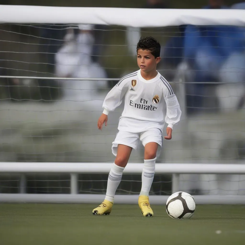 Cristiano Ronaldo Junior thi đấu trong màu áo Real Madrid