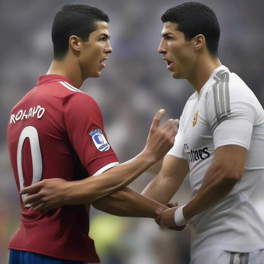 Hình ảnh Cristiano Ronaldo và Luis Suarez thi đấu đối đầu nhau tại World Cup