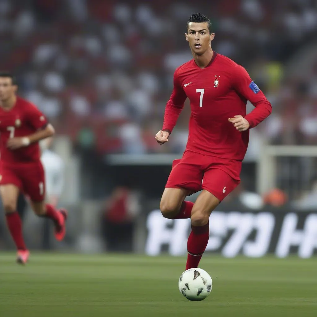 Hình ảnh Cristiano Ronaldo đang thi đấu