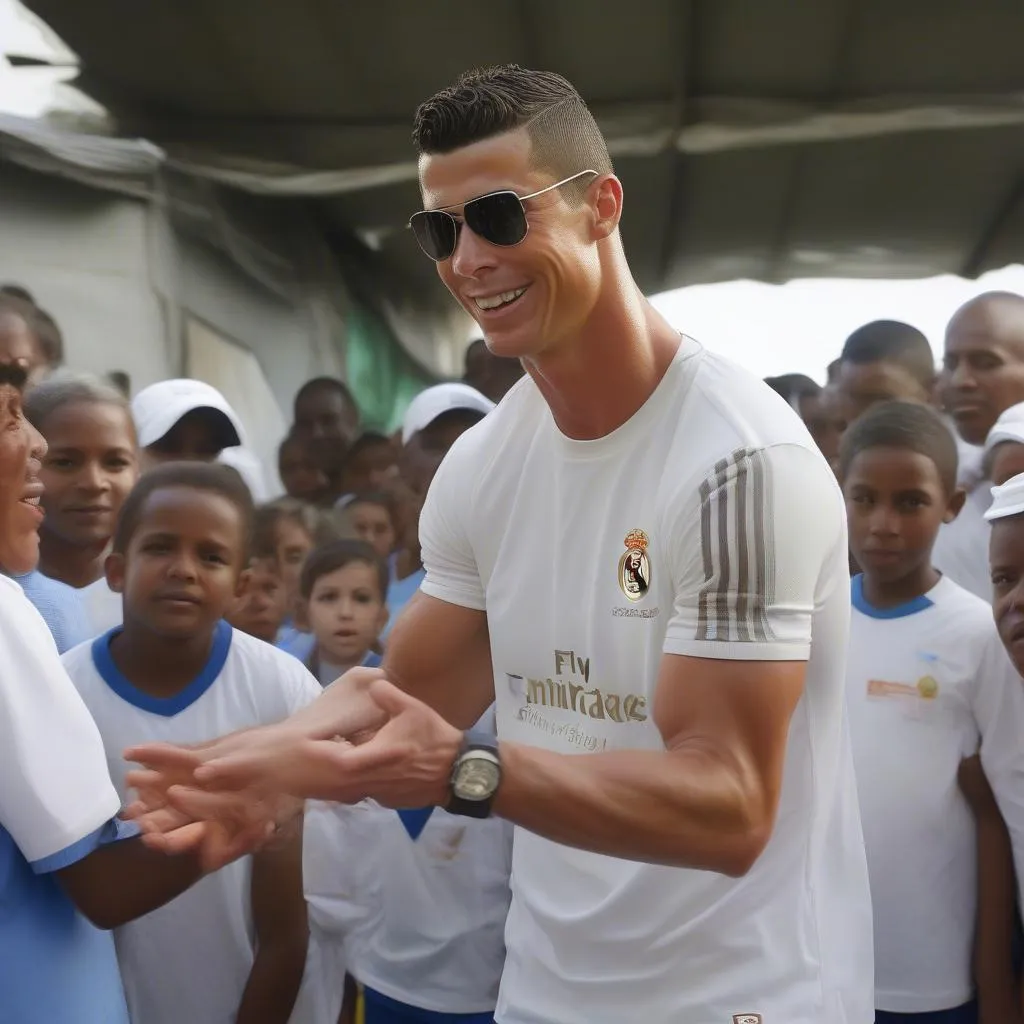 Cristiano Ronaldo tham gia hoạt động cứu trợ thiên tai: Hình ảnh minh họa