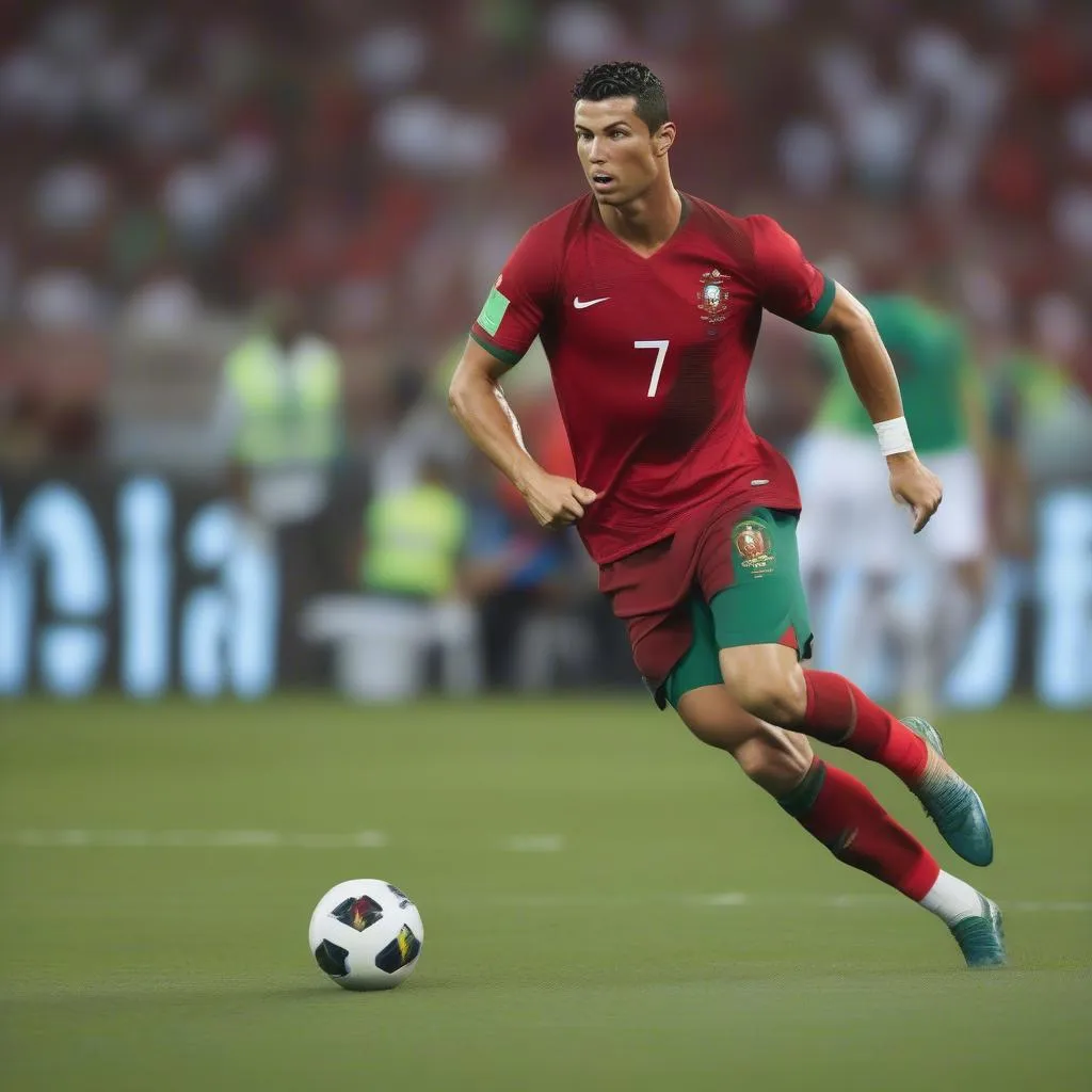 Hình ảnh Cristiano Ronaldo thi đấu cho đội tuyển Bồ Đào Nha