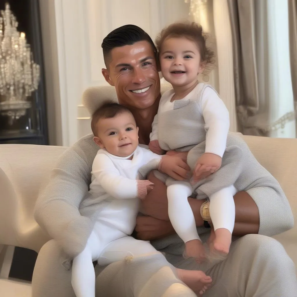 Cristiano Ronaldo và con đôi sinh đôi Mateo và Eva