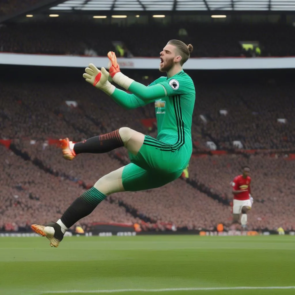 De Gea trong một pha cứu thua xuất sắc cho Manchester United