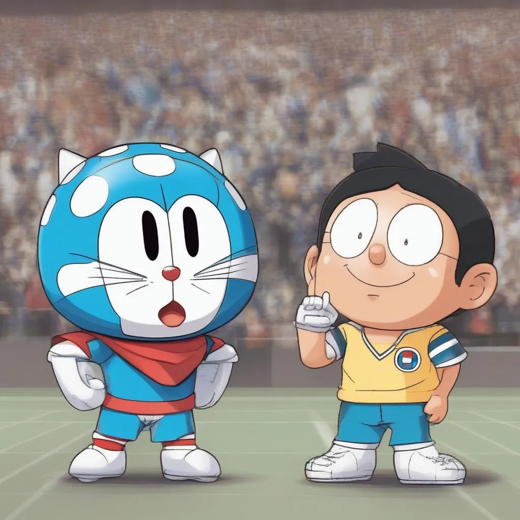 Doraemon, Messi và Ronaldo, hai siêu sao bóng đá