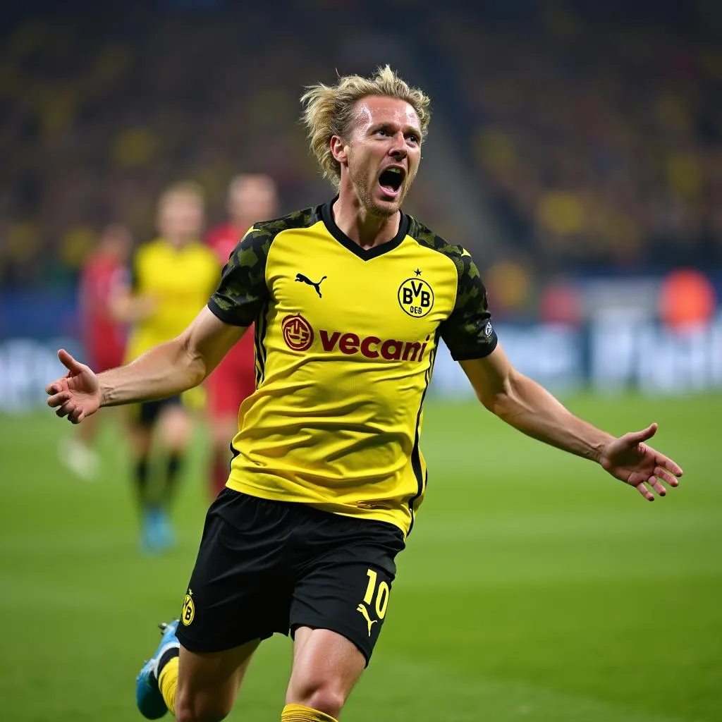 Erling Haaland celebrating a goal with Borussia Dortmund