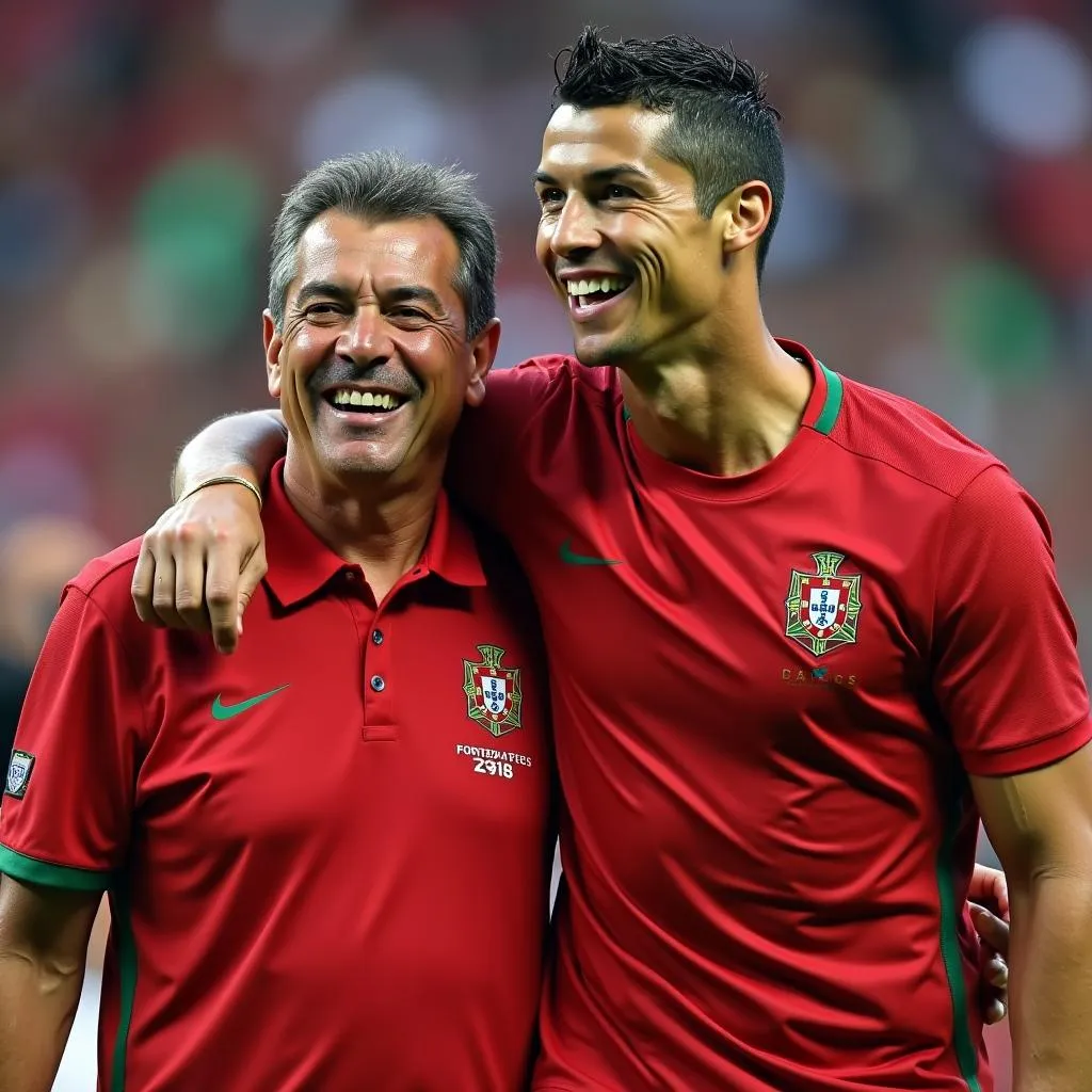 HLV Fernando Santos và Ronaldo: Niềm vui chiến thắng