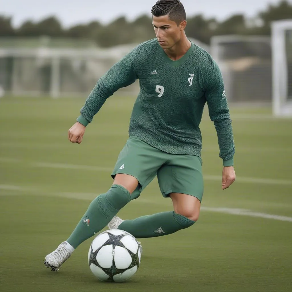 Giày bóng đá FG High-Top của Ronaldo trên sân cỏ tự nhiên