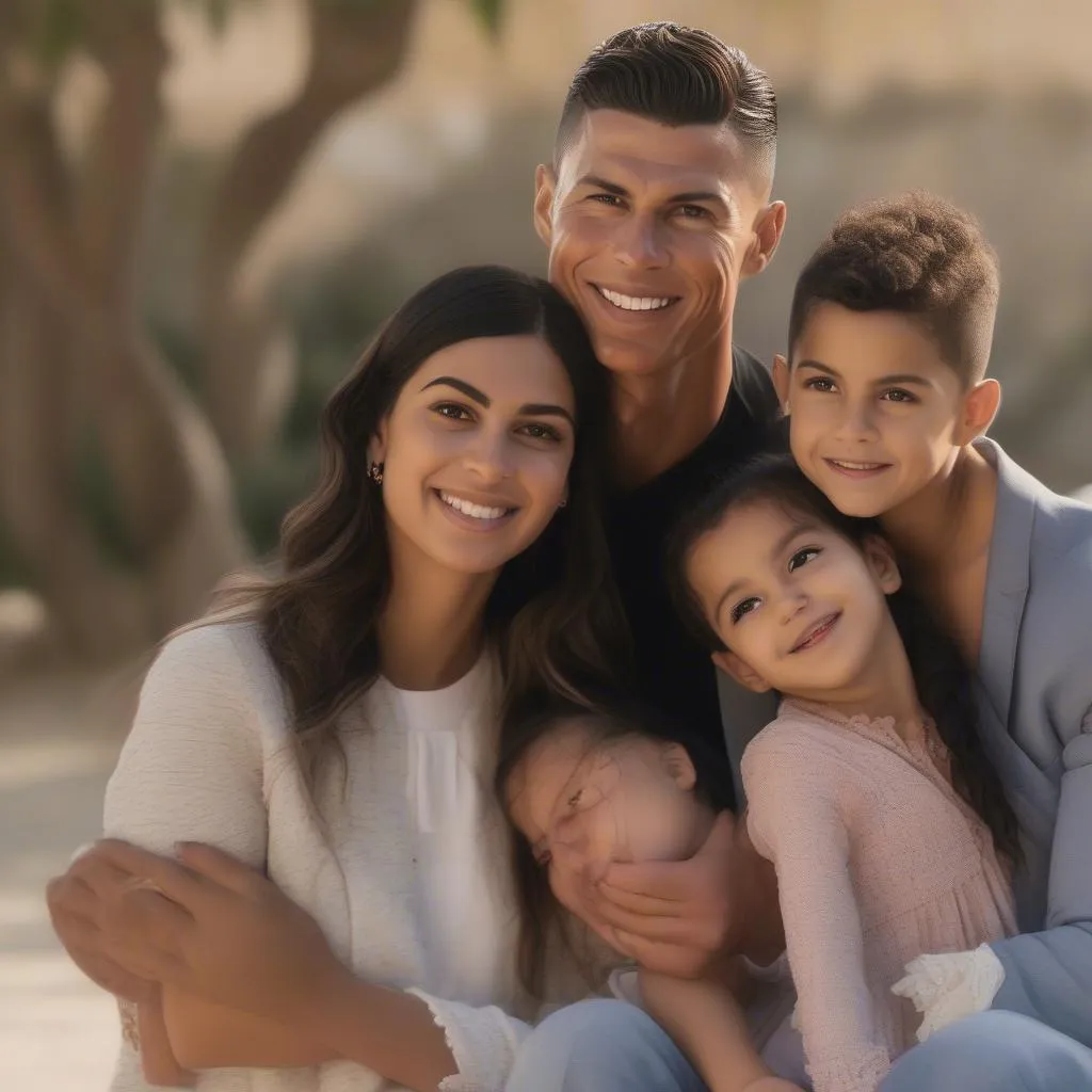 Georgina Rodriguez và Cristiano Ronaldo hạnh phúc bên hai con