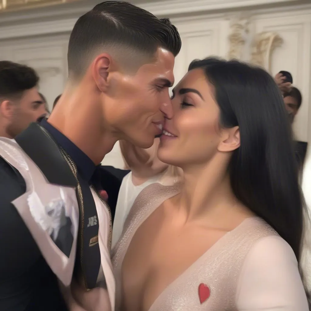 Georgina Rodriguez, vợ của Cristiano Ronaldo, cùng chồng tại một sự kiện