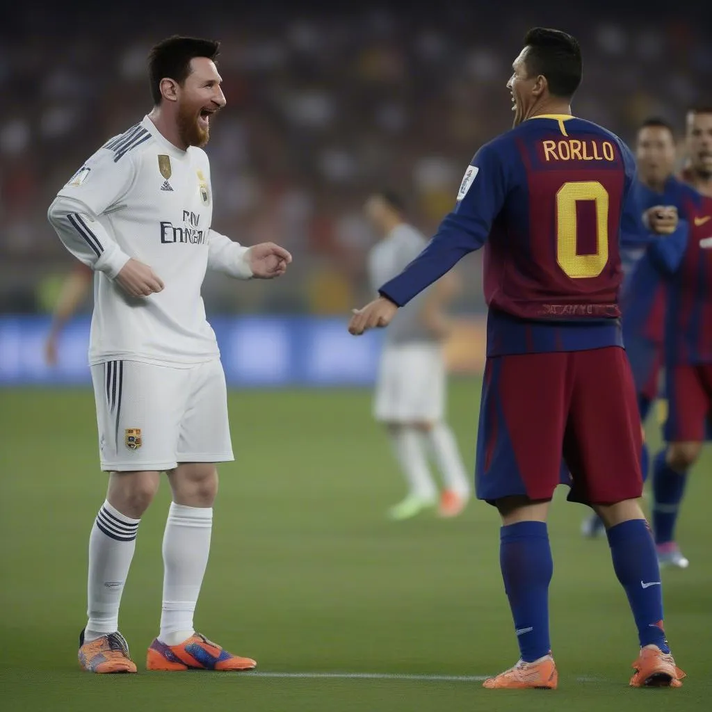 Messi và Ronaldo cười ngặt nghẽo trên sân cỏ