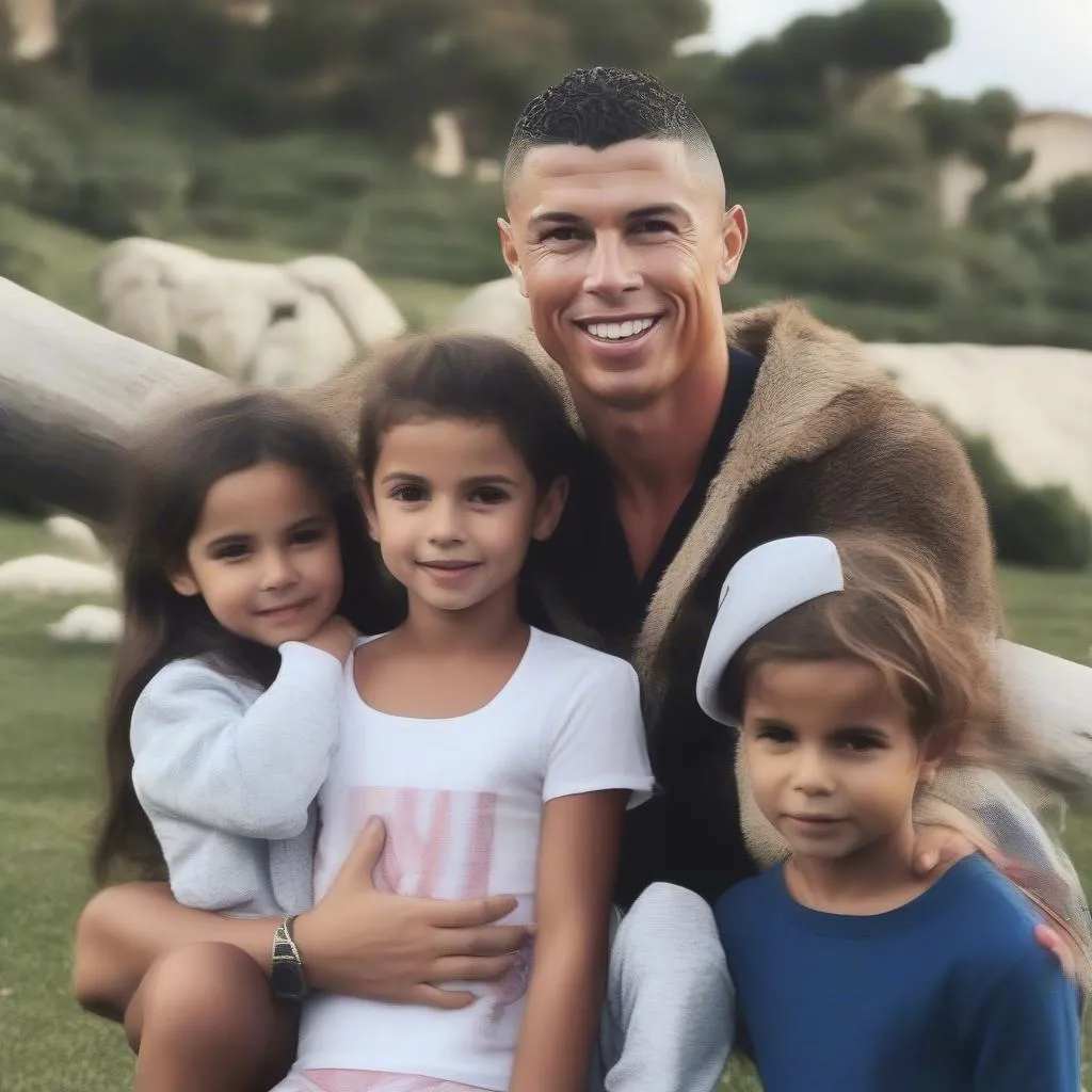 Hình nền khóa Ronaldo bên gia đình, thể hiện sự ấm áp và giản dị của siêu sao người Bồ Đào Nha