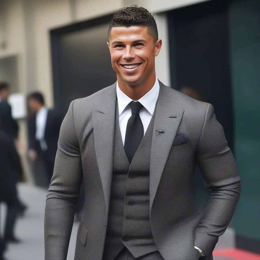 Hình nền khóa Ronaldo với phong cách thời trang sành điệu, thể hiện gu thời trang đẳng cấp của siêu sao người Bồ Đào Nha