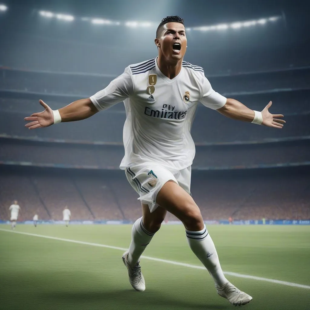 Hình nền Ronaldo đang ghi bàn, đầy sức mạnh