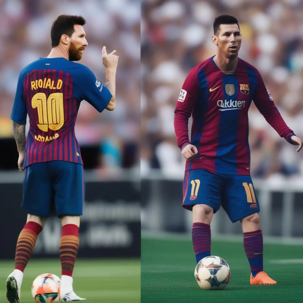 Hình nền Messi và Ronaldo so sánh