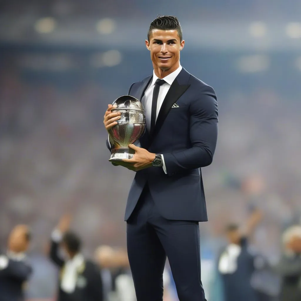 Hình nền Ronaldo cho PC với hình ảnh Ronaldo giành các danh hiệu