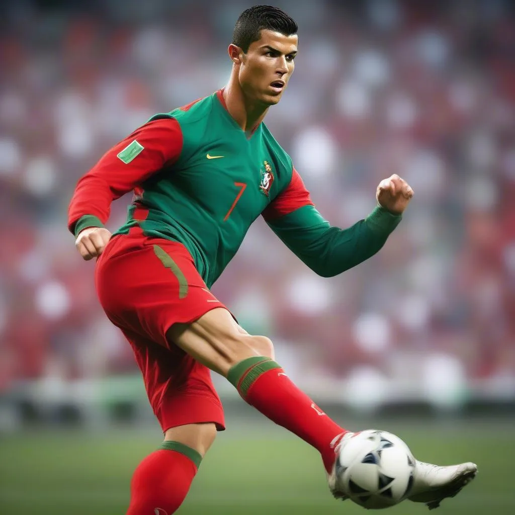 Hình nền Ronaldo cho PC với hình ảnh Ronaldo trong màu áo đội tuyển Bồ Đào Nha