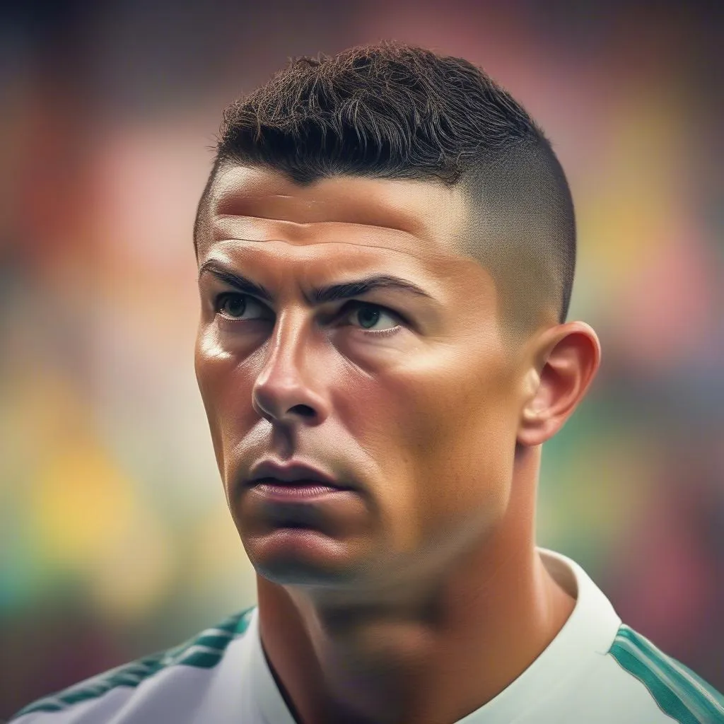 Hình nền Ronaldo ngầu với ánh mắt sắc lạnh, nụ cười "bí ẩn" trên sân cỏ