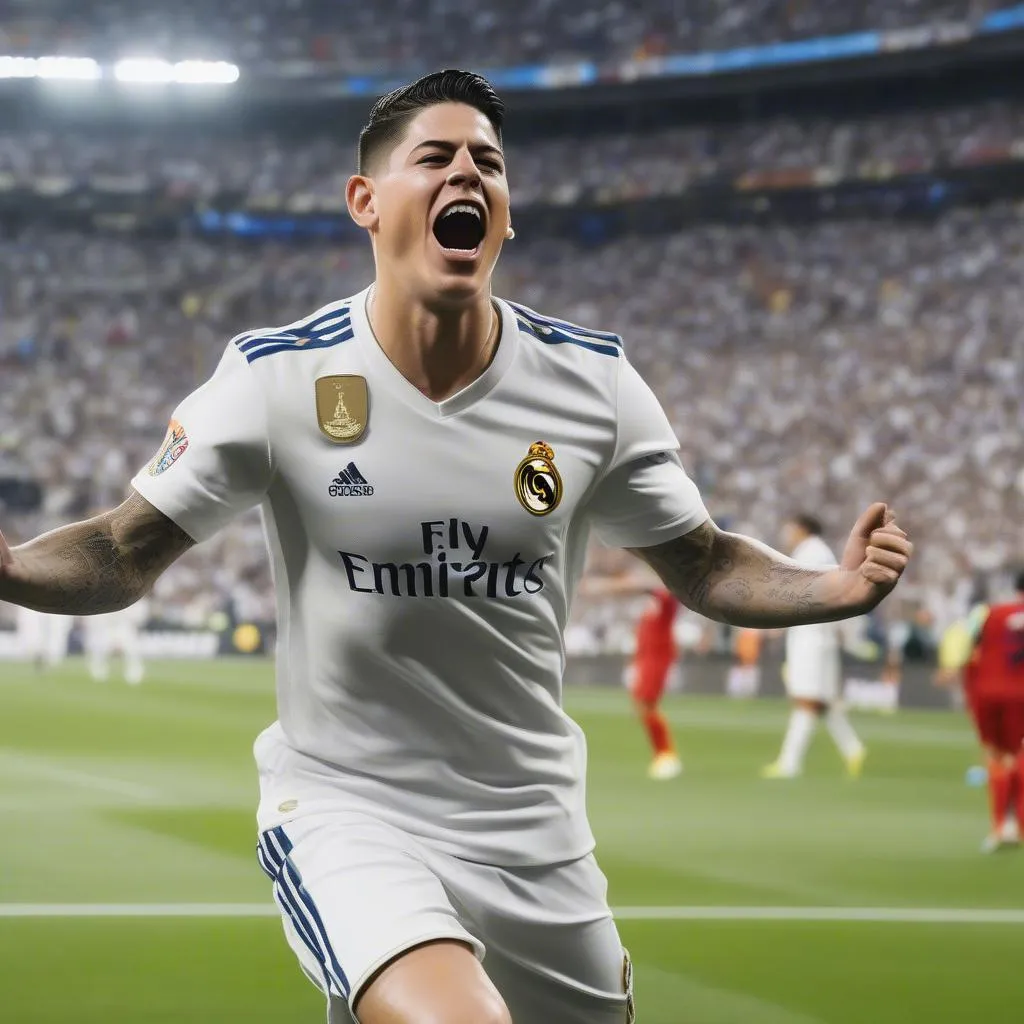 Hình ảnh James Rodriguez trong màu áo Real Madrid