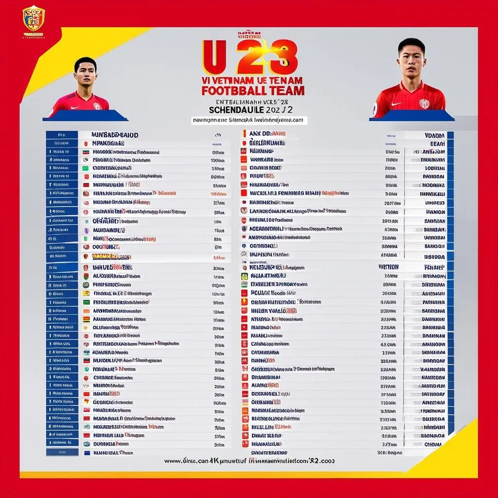 Lịch thi đấu bóng đá U23 Việt Nam