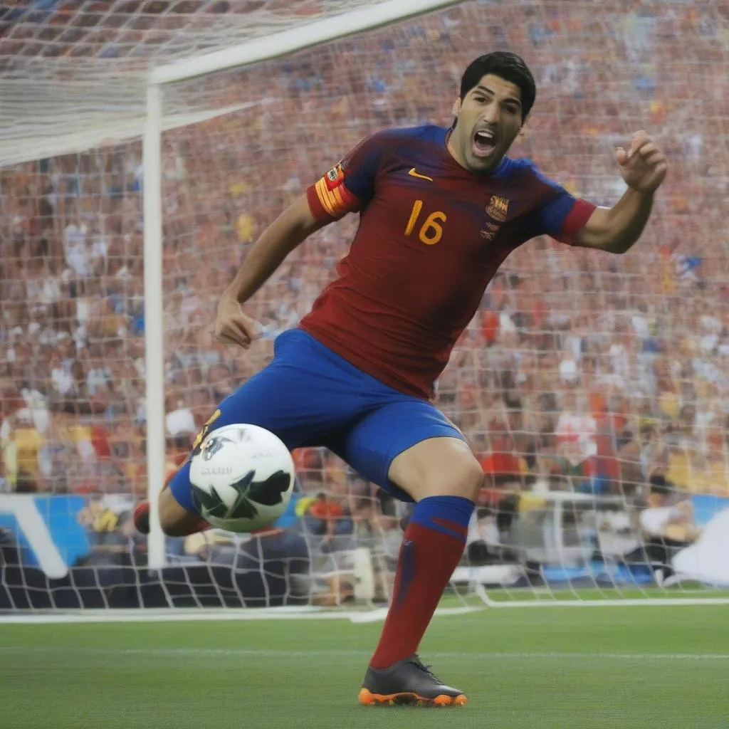 Hình ảnh Luis Suarez ghi bàn tại World Cup