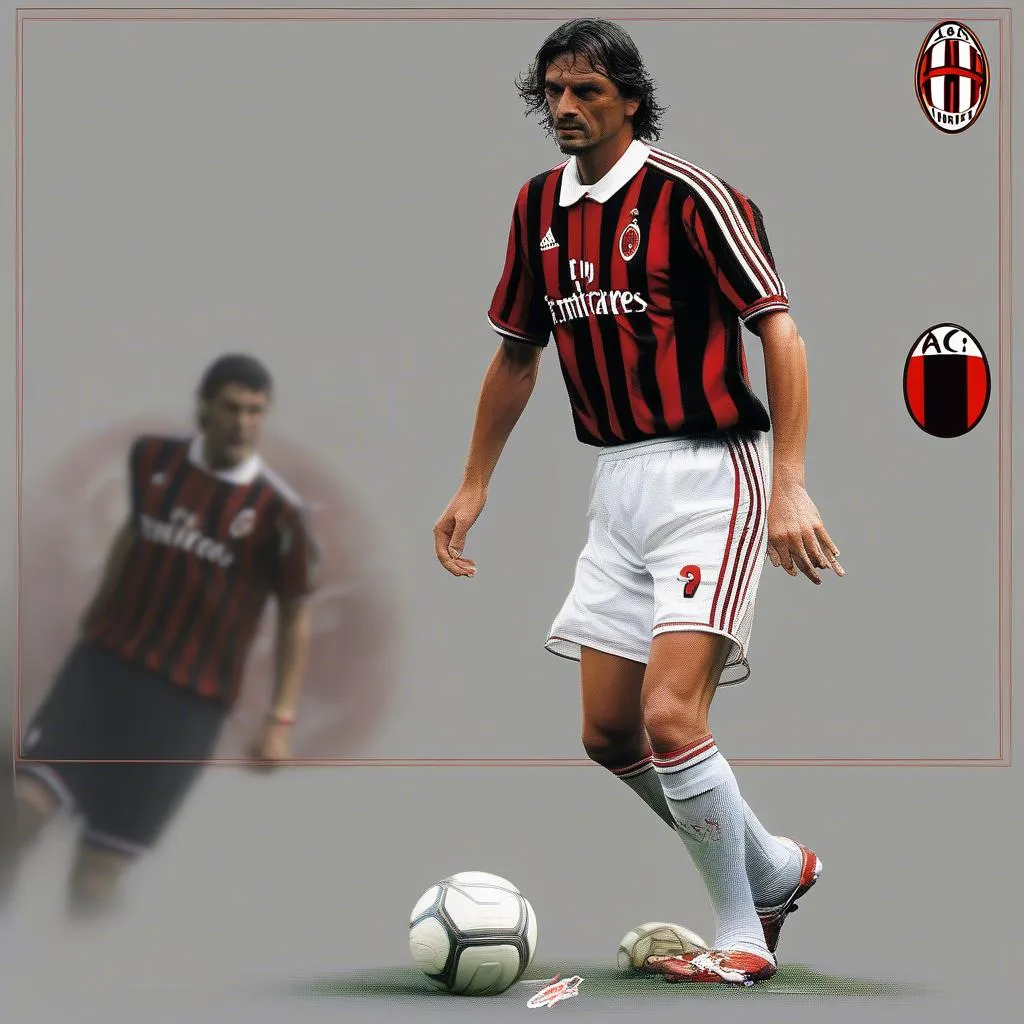 Hình ảnh Paolo Maldini trong màu áo AC Milan, biểu tượng của một huyền thoại bất tử