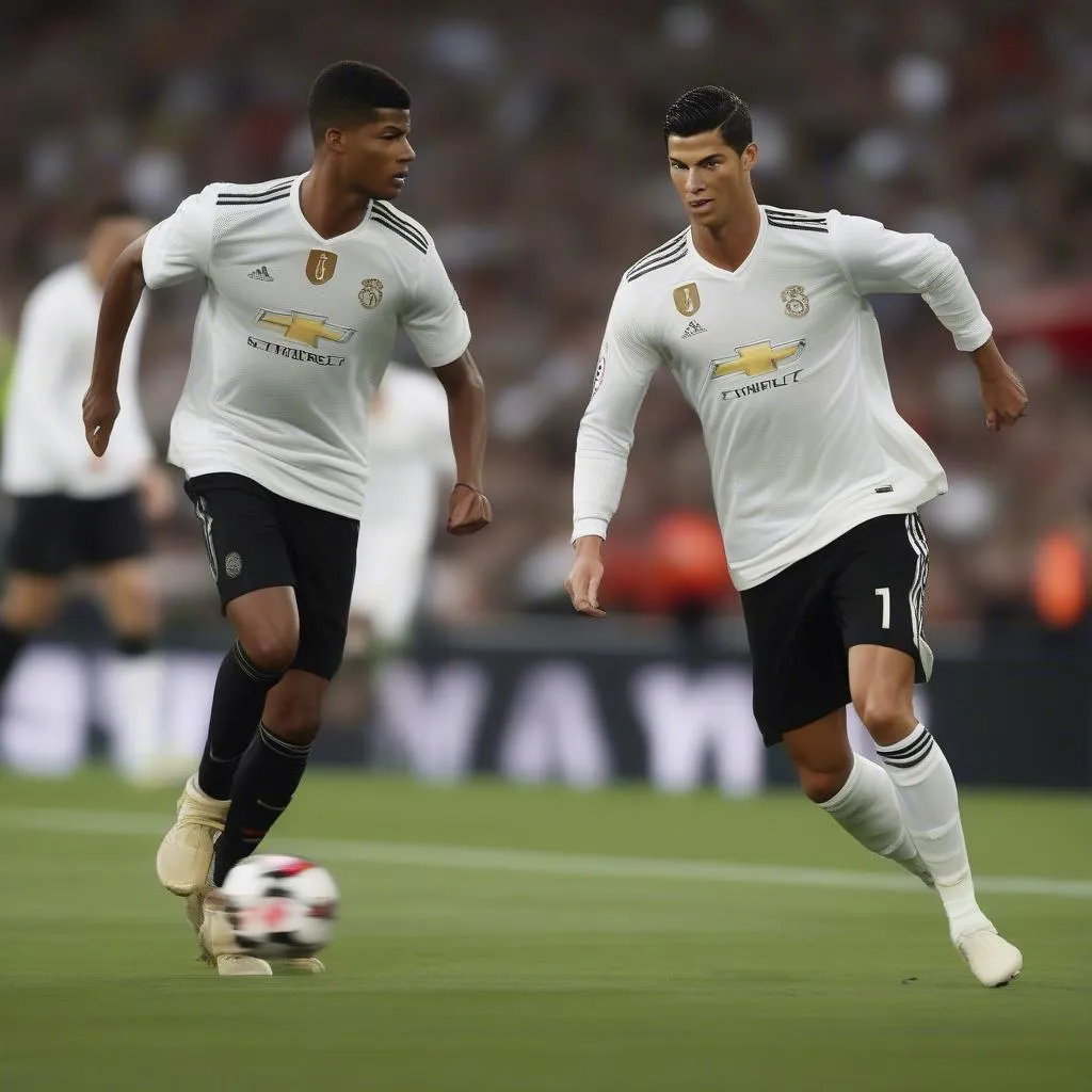 Marcus Rashford và Cristiano Ronaldo lối chơi