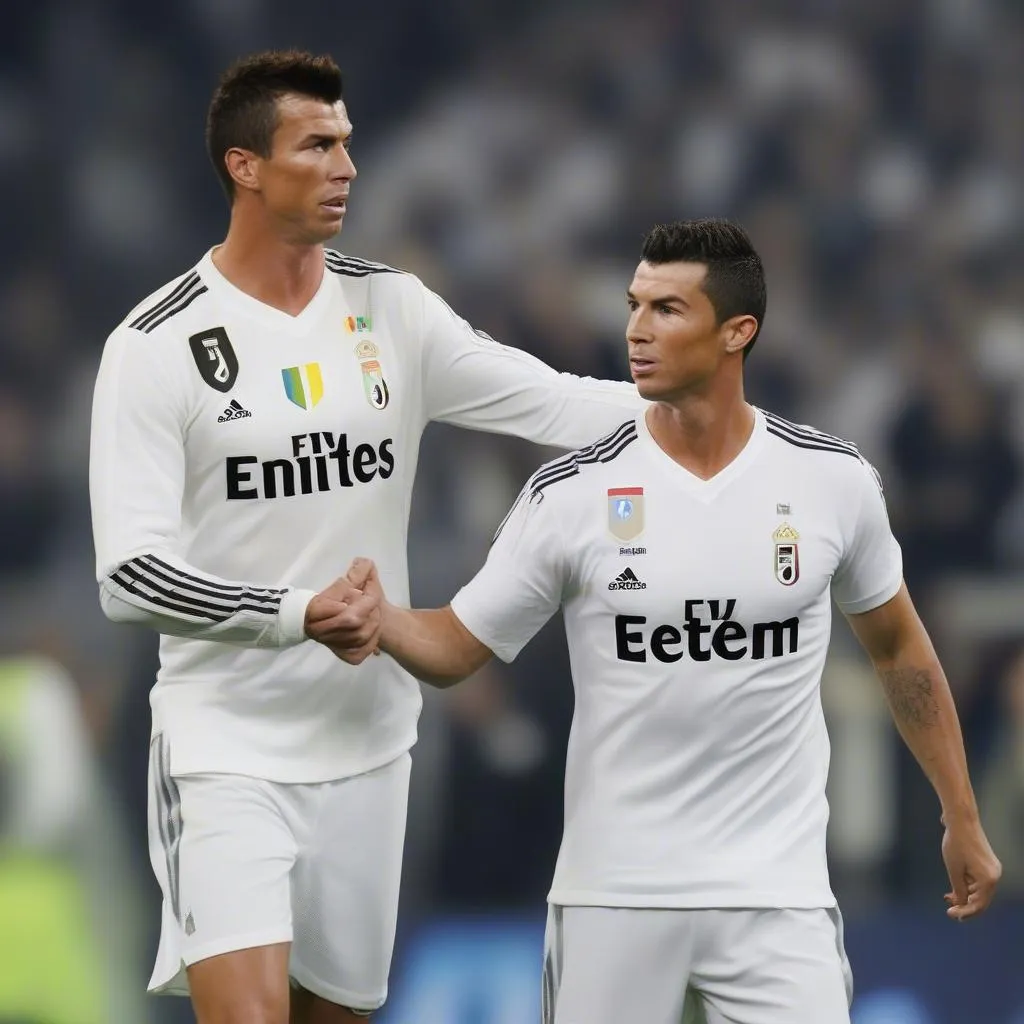 Mario Mandzukic và Cristiano Ronaldo - Hai cầu thủ xuất sắc cùng sát cánh trong nhiều mùa giải tại Juventus và Real Madrid.