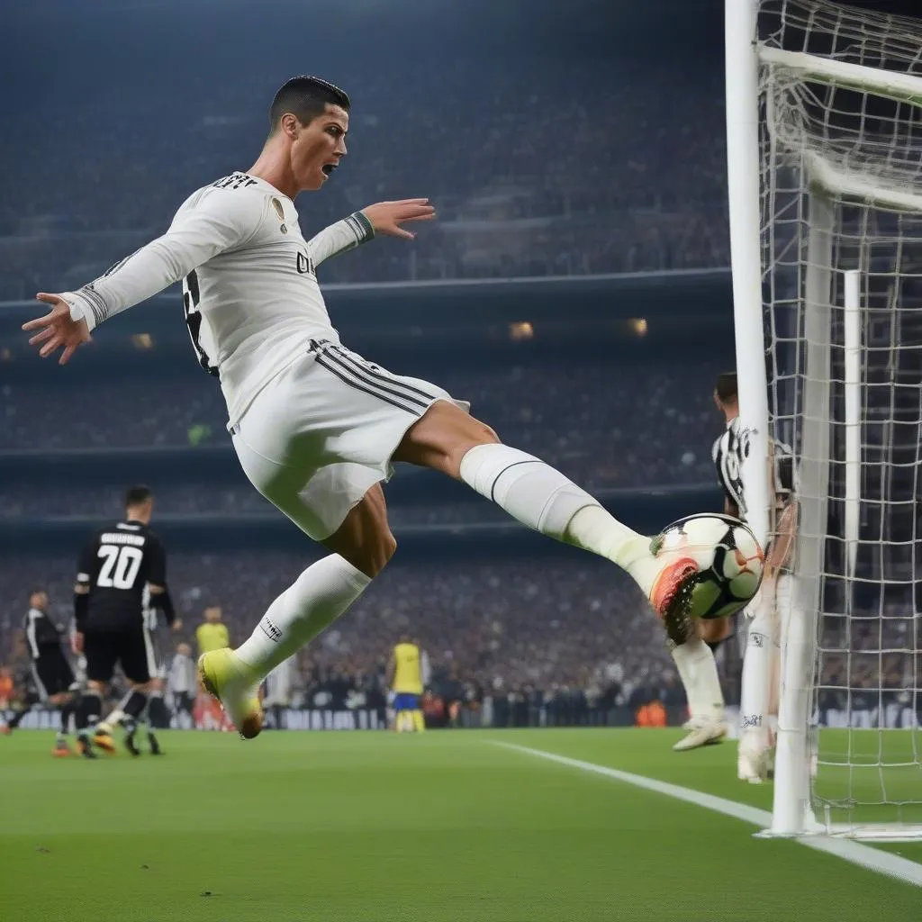 Ronaldo thực hiện cú móc bóng "máy bay trực thăng" trong trận đấu với Juventus